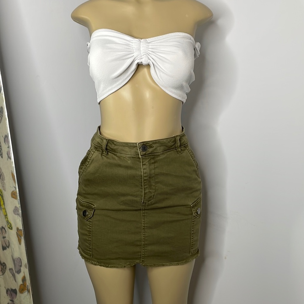 Garage high waist green cargo skirt